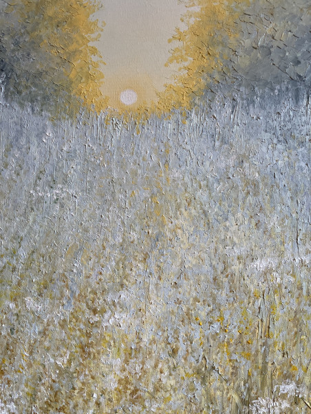 Waking summer meadows original painting by Danutė Virbickienė. Lithuanian Landscape Paintings