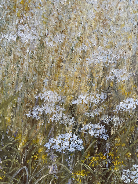 Waking summer meadows original painting by Danutė Virbickienė. Lithuanian Landscape Paintings