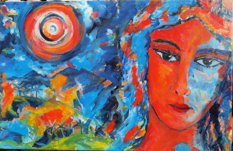 Full Moon Woman original painting by Marius Abramavičius Neboisia. Portrait