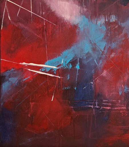 Red, red original painting by Lina Videckienė. Abstract Paintings