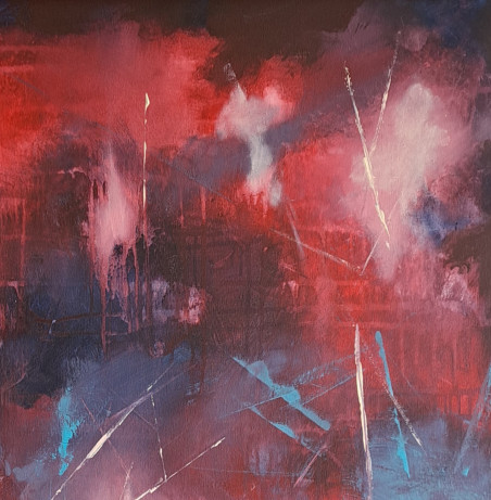 Red, red original painting by Lina Videckienė. Abstract Paintings