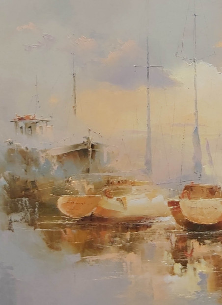 Nida original painting by Rimantas Grigaliūnas. Marine Art