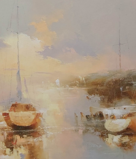 Nida original painting by Rimantas Grigaliūnas. Marine Art