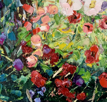 Summer garden original painting by Vilma Gataveckienė. Flowers