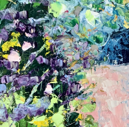 Blooming garden original painting by Vilma Gataveckienė. Flowers