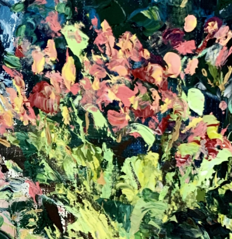 Blooming garden original painting by Vilma Gataveckienė. Flowers