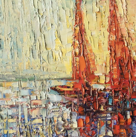 Sails original painting by Simonas Gutauskas. Marine Art