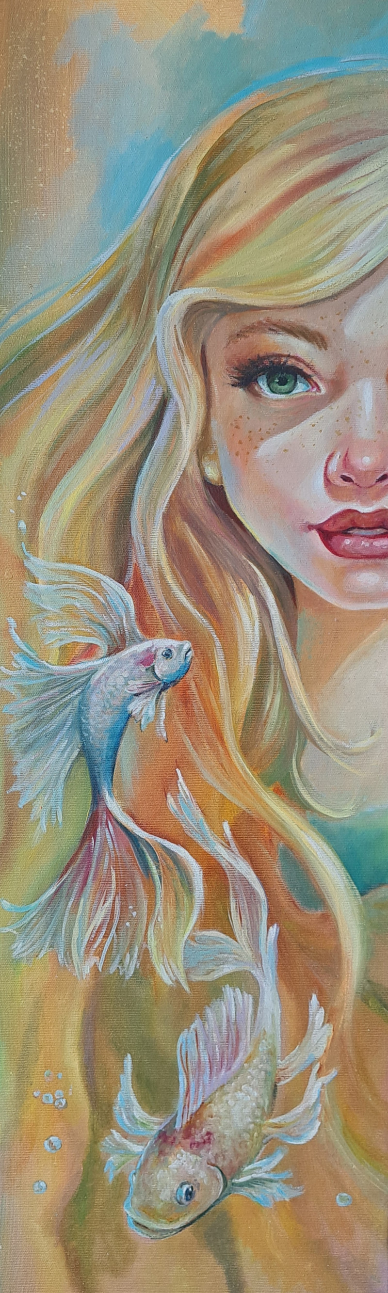 Among fish original painting by Lina Videckienė. Paintings With People