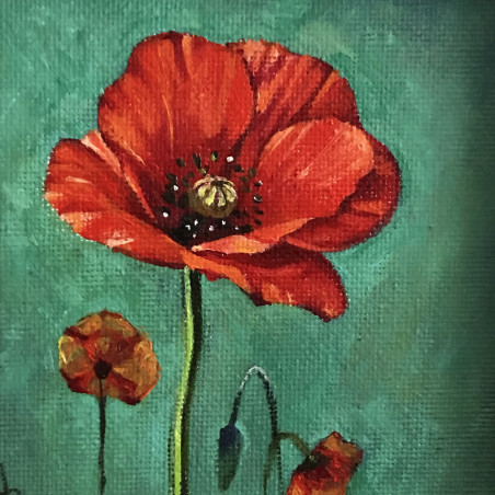 Poppy original painting by Sigita Paulauskienė. Flowers