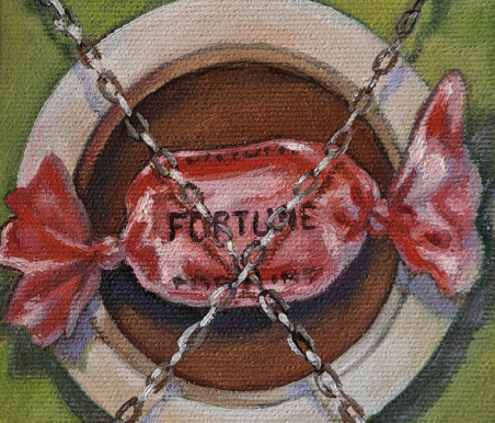 Locked fortune original painting by Lina Videckienė. Miniature