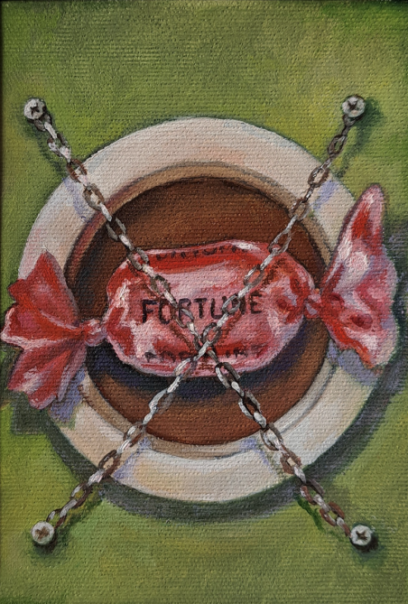 Locked fortune original painting by Lina Videckienė. Miniature