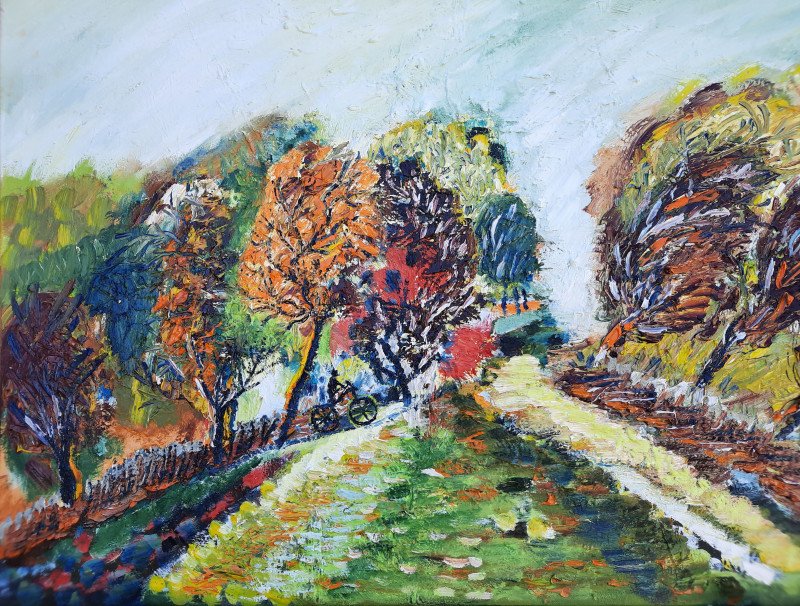 Autumn Trip original painting by Gitas Markutis. Lithuanian Landscape Paintings