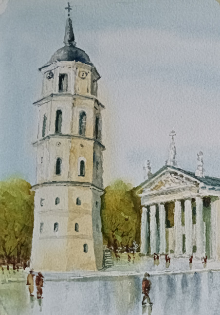 Vilnius Cathedral 12 original painting by Jūratė Sasnauskienė. Paintings with Vilnius (Vilnius)