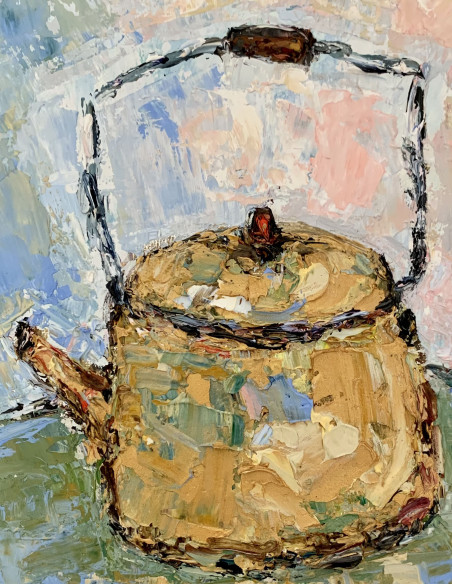 Teapot original painting by Vilma Gataveckienė. Still-Life