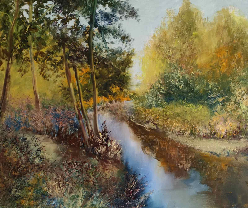 By the River original painting by Birutė Butkienė. Lithuanian Landscape Paintings