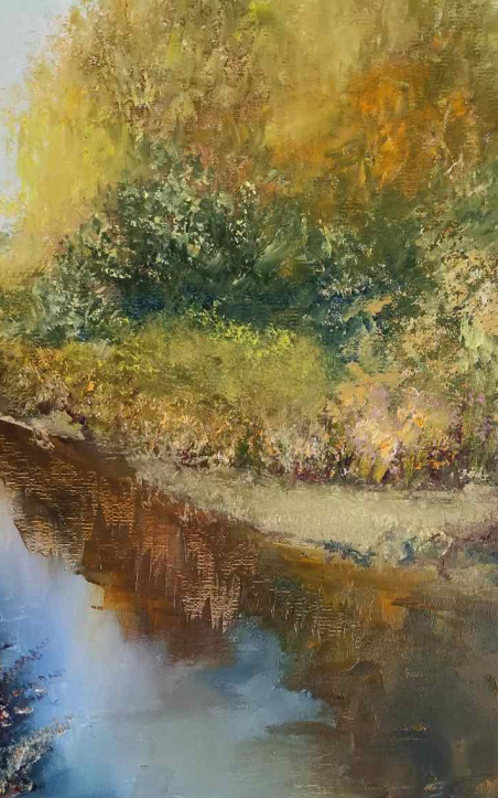 By the River original painting by Birutė Butkienė. Lithuanian Landscape Paintings