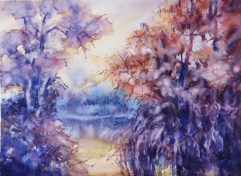 Sounds of the Morning original painting by Eglė Lipinskaitė. Lithuanian Landscape Paintings