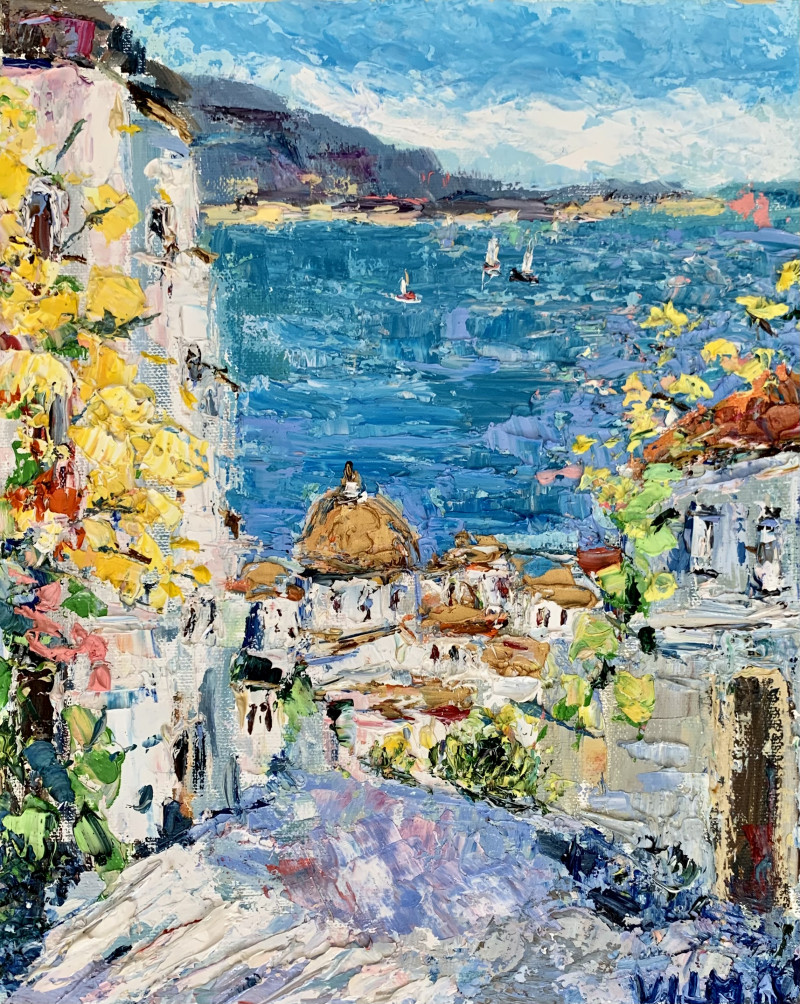 In Positano original painting by Vilma Gataveckienė. Lithuanian Landscape Paintings