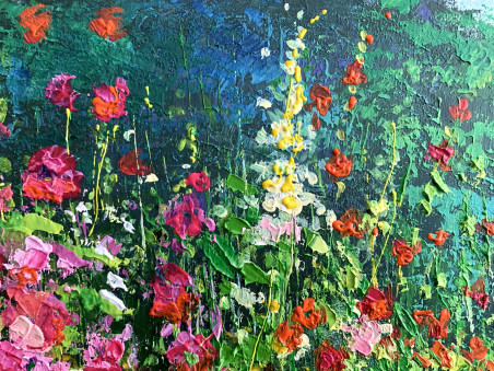 Blooming original painting by Nijolė Grigonytė Lozovska. Flowers