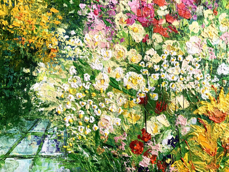 Blooming original painting by Nijolė Grigonytė Lozovska. Flowers