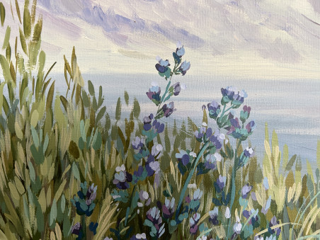 Lakeshore Blooms original painting by Gabrielė Prišmantaitė. Calm paintings