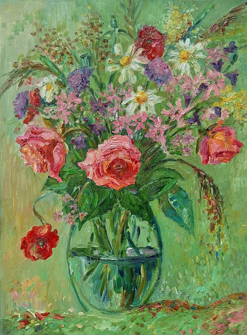 Summer bouquet original painting by Aleksandra Šimkutė Norbutienė. Flowers