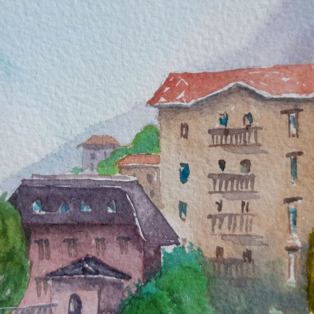 Lake Como. Italy original painting by Sandra Gaidelė. Lithuanian Landscape Paintings