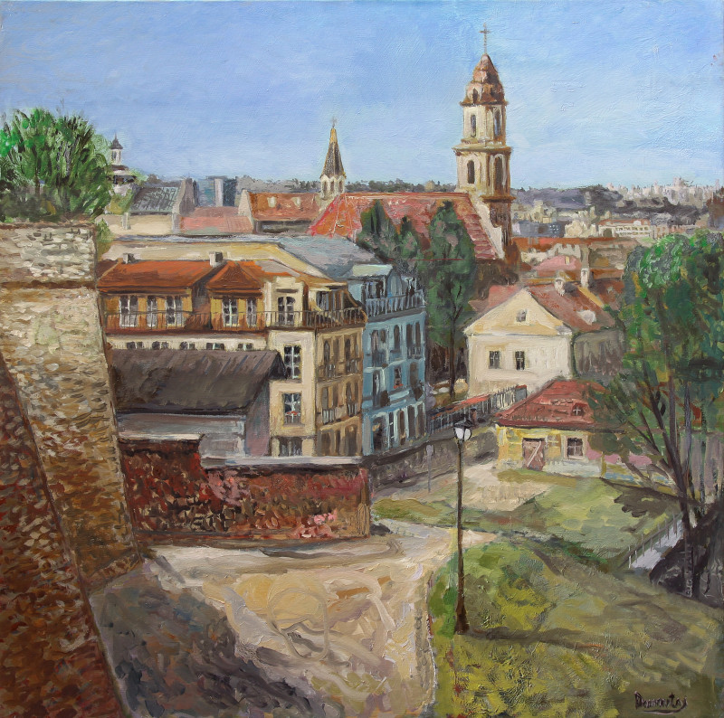 Veduta of Vilnius original painting by Daumantas Tomas Pilipavičius. Urbanistic - Cityscape