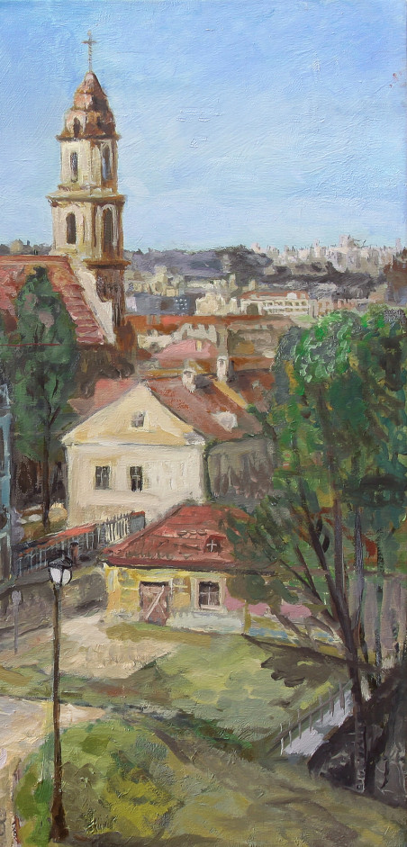 Veduta of Vilnius original painting by Daumantas Tomas Pilipavičius. Urbanistic - Cityscape