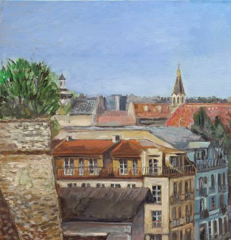 Veduta of Vilnius original painting by Daumantas Tomas Pilipavičius. Urbanistic - Cityscape