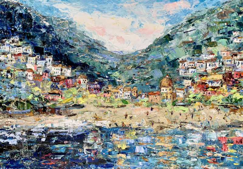 Amalfi coast original painting by Vilma Gataveckienė. Lithuanian Landscape Paintings