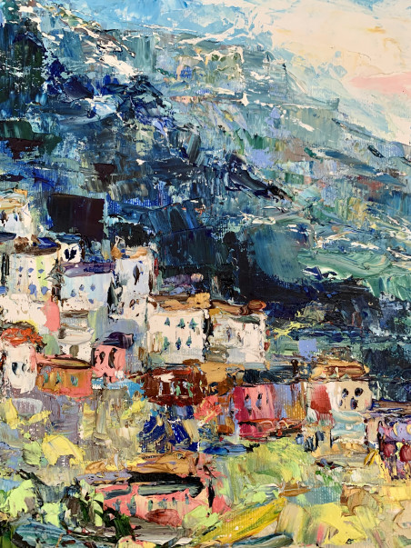 Amalfi coast original painting by Vilma Gataveckienė. Lithuanian Landscape Paintings