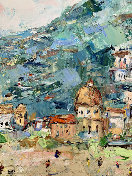 Amalfi coast original painting by Vilma Gataveckienė. Lithuanian Landscape Paintings