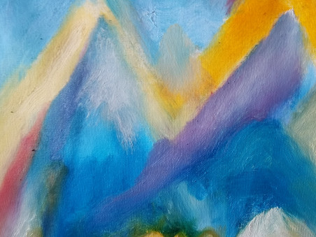 Mountains Full of Dreams original painting by Marius Abramavičius Neboisia. Lithuanian Landscape Paintings