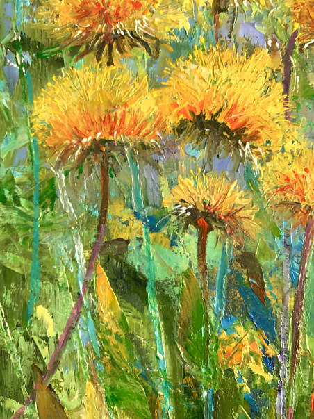 Blessed by the Sun original painting by Nijolė Grigonytė Lozovska. Flowers