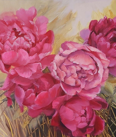 Burgundy original painting by Lidija Skačkauskaitė Kuklienė. Flowers