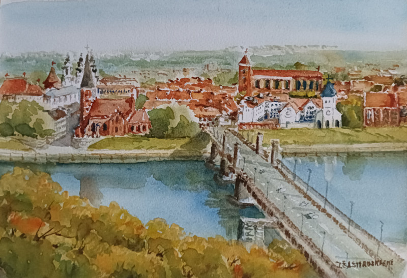 Panorama of Kaunas 6 original painting by Jūratė Sasnauskienė. Paintings With Kaunas (Kaunas)