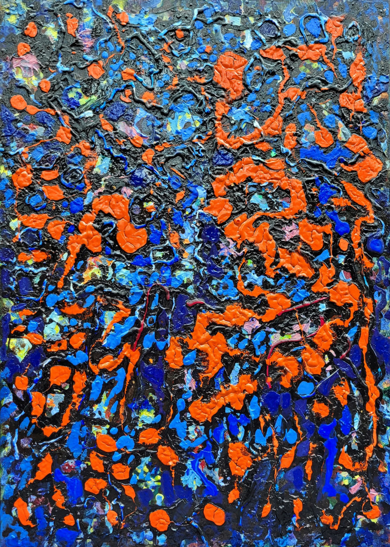 Flying Tangerines original painting by Ugnius Motiejūnas. Abstract Paintings