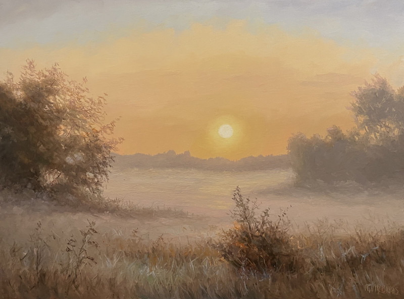 Morning Gold original painting by Rimantas Virbickas. Lithuanian Landscape Paintings