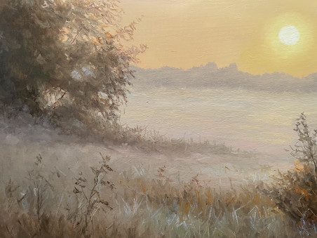 Morning Gold original painting by Rimantas Virbickas. Lithuanian Landscape Paintings