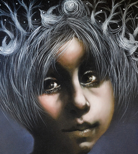 A Hairdresser's Fantasy original painting by Laimonas Šmergelis. Fantastic