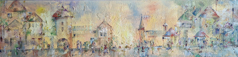 City original painting by Laima Giedraitienė. Urbanistic - Cityscape