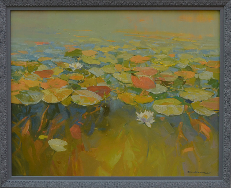 Water Lilies original painting by Vytautas Laisonas. Flowers