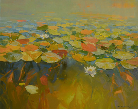 Water Lilies original painting by Vytautas Laisonas. Flowers