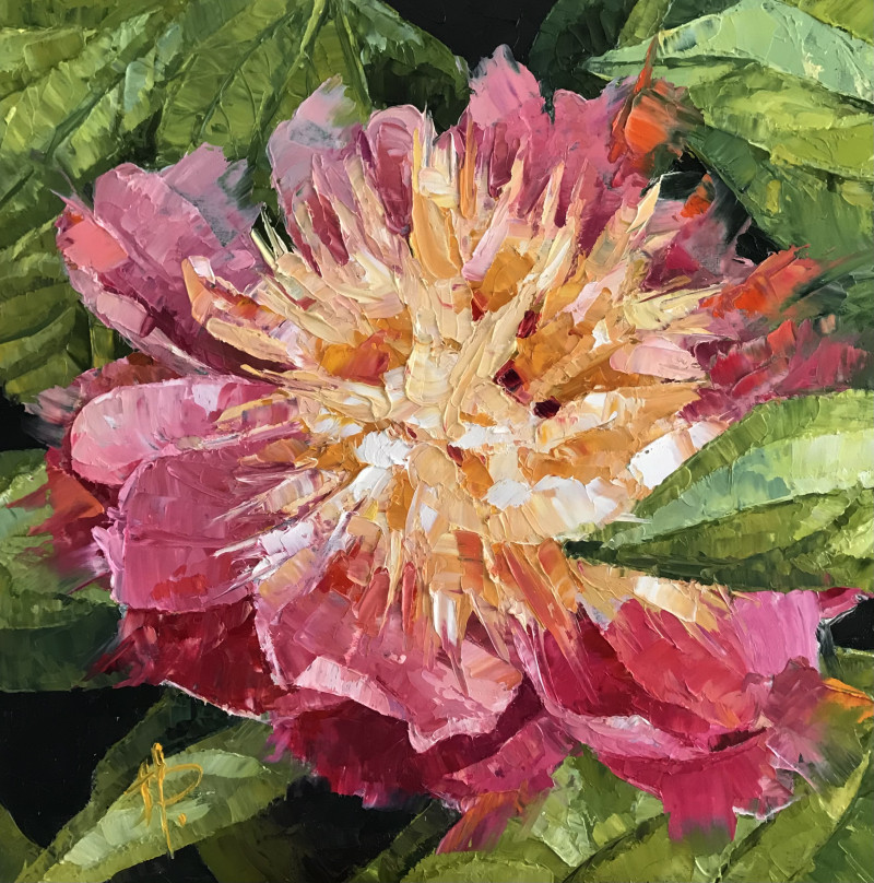 Bloom of Peony original painting by Sigita Paulauskienė. Talk Of Flowers