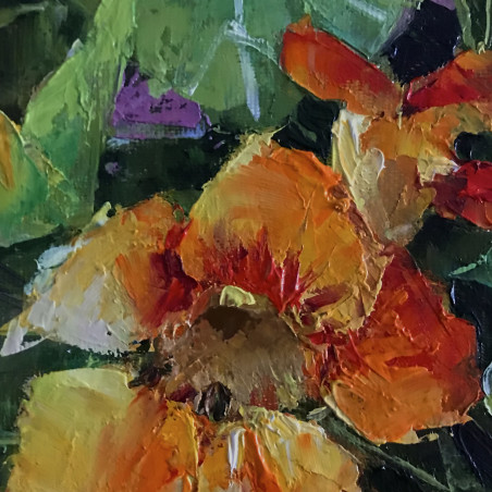 Nasturtium original painting by Sigita Paulauskienė. Flowers