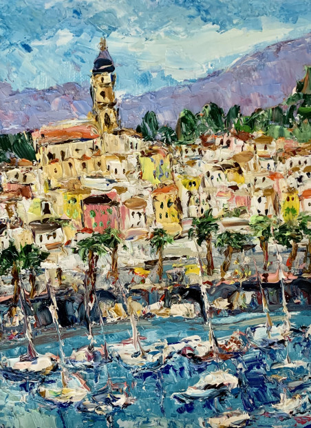 Menton original painting by Vilma Gataveckienė. Lithuanian Landscape Paintings