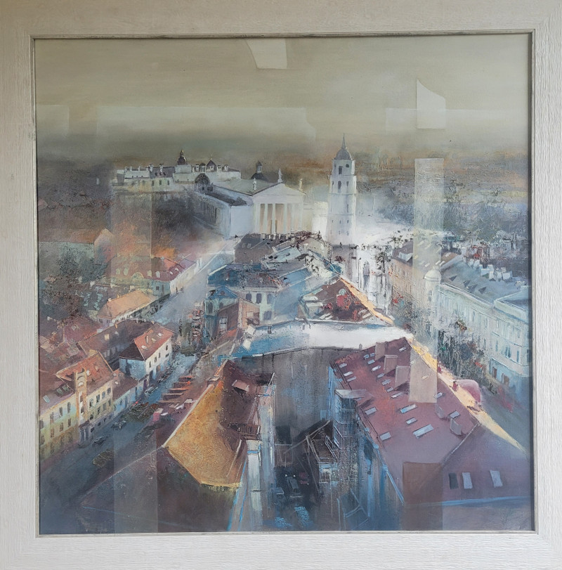 Panorama With Reflections original painting by Rolandas Mociūnas. Urbanistic - Cityscape