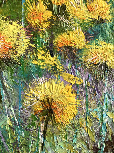 To Get Lost in Sow-thistles original painting by Nijolė Grigonytė Lozovska. Flowers