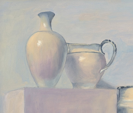 White Still-Life original painting by Irena Jasiūnienė. Still-Life